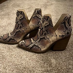 Vince Camuto snake skin booties